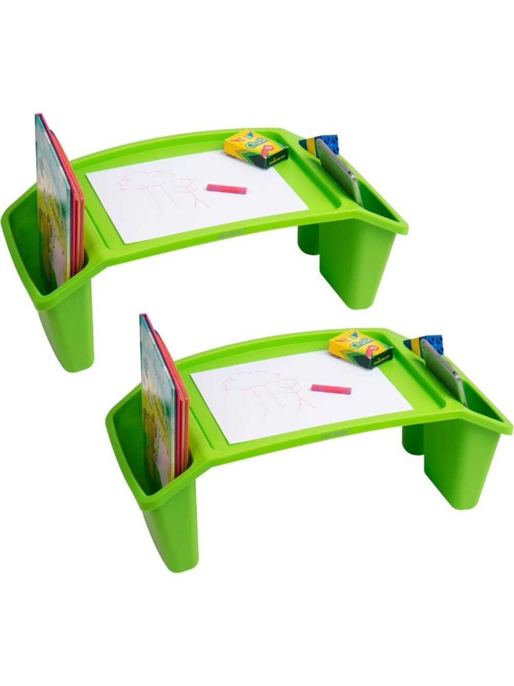Portable Kids Lap Desk Set of 2 - Activity Tray with Storage for Drawing